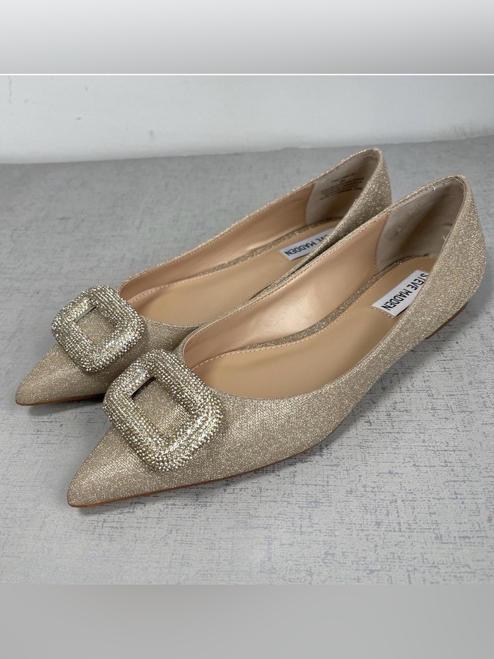 Steve Madden Tink Gold Glitter Rhinestone Ballet Flats Size 7.5 New